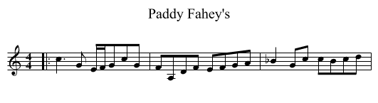 Paddy Fahey's - staff notation
