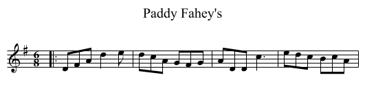 Paddy Fahey's - staff notation