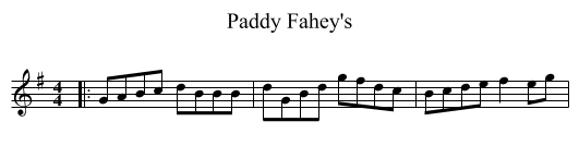 Paddy Fahey's - staff notation
