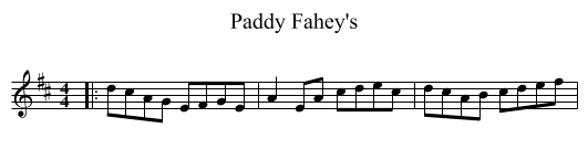 Paddy Fahey's - staff notation