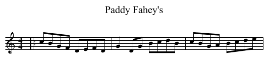 Paddy Fahey's - staff notation