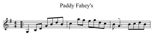 Paddy Fahey's - staff notation