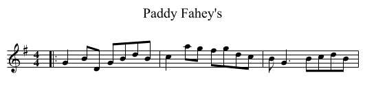 Paddy Fahey's - staff notation