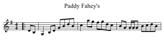 Paddy Fahey's - staff notation