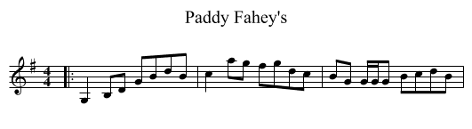 Paddy Fahey's - staff notation