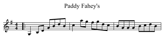 Paddy Fahey's - staff notation