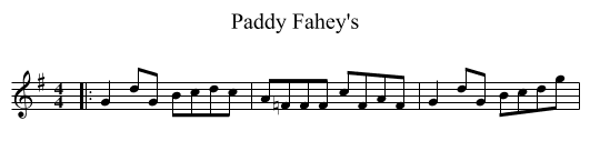Paddy Fahey's - staff notation