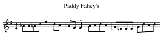 Paddy Fahey's - staff notation