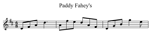 Paddy Fahey's - staff notation