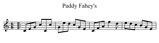 Paddy Fahey's - staff notation