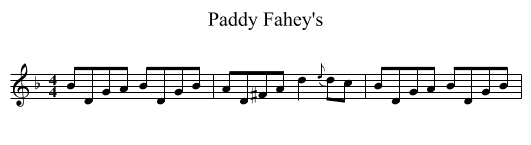 Paddy Fahey's - staff notation