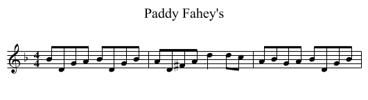 Paddy Fahey's - staff notation