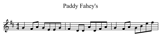 Paddy Fahey's - staff notation