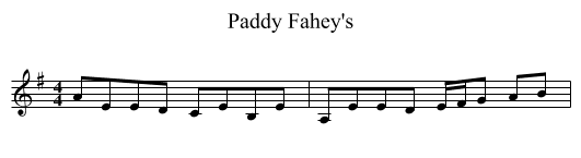 Paddy Fahey's - staff notation