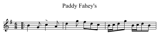 Paddy Fahey's - staff notation