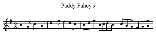 Paddy Fahey's - staff notation