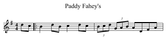 Paddy Fahey's - staff notation