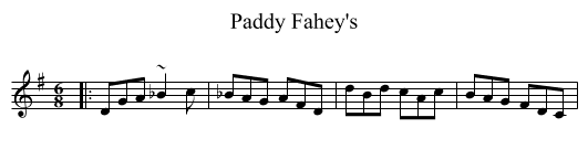 Paddy Fahey's - staff notation