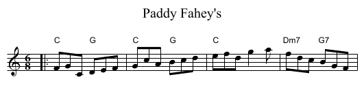Paddy Fahey's - staff notation