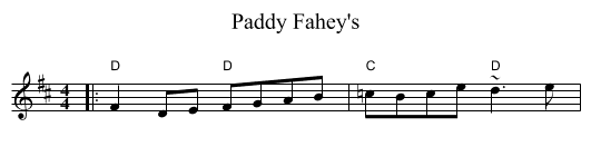 Paddy Fahey's - staff notation