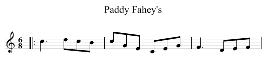 Paddy Fahey's - staff notation