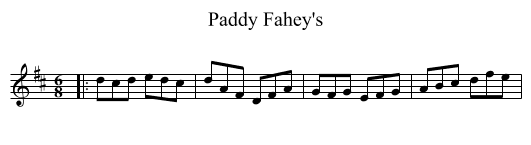 Paddy Fahey's - staff notation