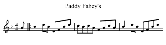 Paddy Fahey's - staff notation