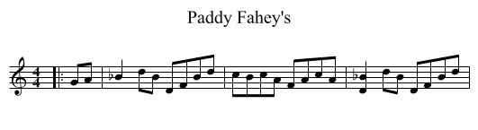 Paddy Fahey's - staff notation