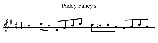 Paddy Fahey's - staff notation