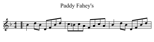 Paddy Fahey's - staff notation