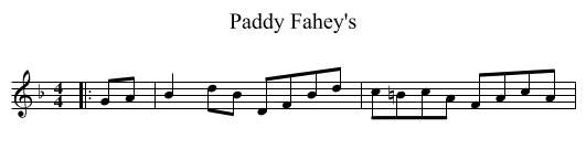 Paddy Fahey's - staff notation