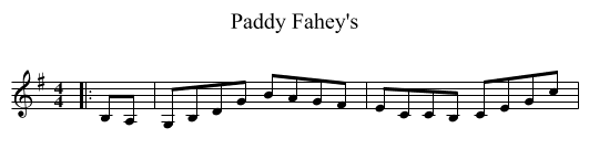 Paddy Fahey's - staff notation
