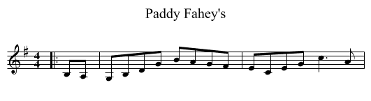 Paddy Fahey's - staff notation