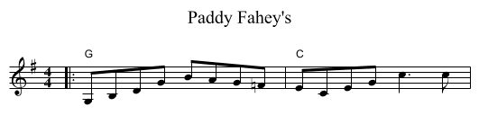 Paddy Fahey's - staff notation