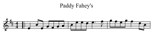 Paddy Fahey's - staff notation