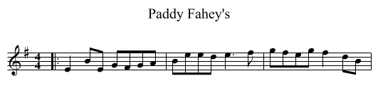 Paddy Fahey's - staff notation