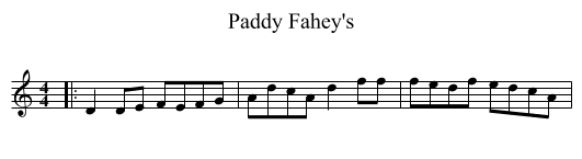 Paddy Fahey's - staff notation