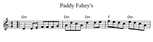 Paddy Fahey's - staff notation