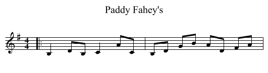 Paddy Fahey's - staff notation