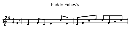 Paddy Fahey's - staff notation