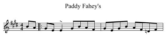 Paddy Fahey's - staff notation