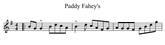 Paddy Fahey's - staff notation