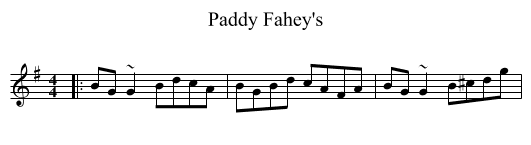 Paddy Fahey's - staff notation