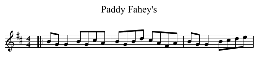 Paddy Fahey's - staff notation