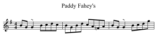 Paddy Fahey's - staff notation