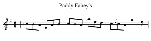 Paddy Fahey's - staff notation