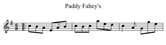 Paddy Fahey's - staff notation