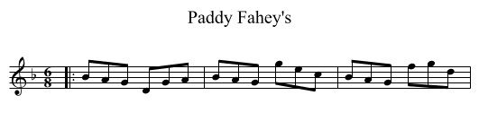 Paddy Fahey's - staff notation