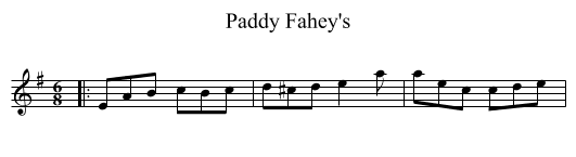 Paddy Fahey's - staff notation