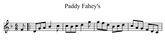 Paddy Fahey's - staff notation